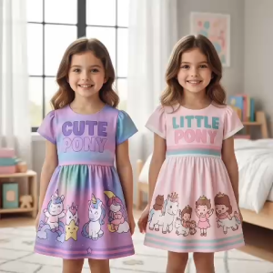 Dress Anak Perempuan Lucu - Baju Anak Cewek Kuda Poni - Little Pony 1-12 Tahun 4368A 4368B