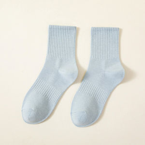 Sporty Mid-Calf No-Show Socks for Women Cotton Blend Odor-Free All-Season Solid Color Versatile Girls Socks Comfortable Breathable