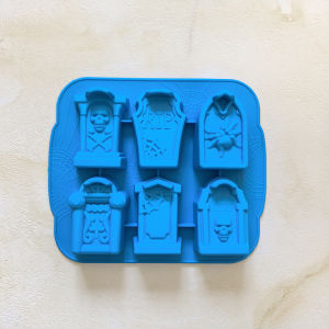 6-cavity Halloween tombstone shape DIY non stick silicone mold suitable for making cakes bread jelly desserts baking molds