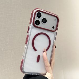 szhaiyu | For iPhone 18 Pro Max 18 17 16 15 14 Pro Magnetic Vertical Stripe Case For Magsafe Color Collision Transparent Shockproof Cover