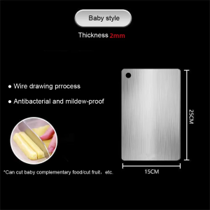 Thickened 2mm 316Stainless Steel Panel and Chopping Board Kitchen Household Double Sided Cutting Board Block Kneading Dough Boa