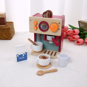 ของเล่นจำลองเครื่องชงกาแฟไม้ ชุดครัวไม้ ของเล่นเสริมพัฒนาการเด็กเล็ก ของขวัญวันหยุดสำหรับเด็ก