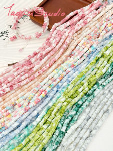 Handmade Glass Mottled Bamboo Node Beads DIY Bracelet Necklace Accessories Series Traditional Chinese Style Fashion Jewelry