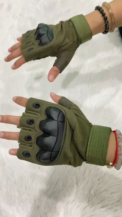 Tactical Gloves ถุงมือฝึกยุทธวิธีเปิดครึ่งนิ้ว มีเกราะป้องกันหลังมือ เหนียวแน่น ยึดเกาะได้ดี สวมใส่สบาย ไม่อับชื้น 01-T3