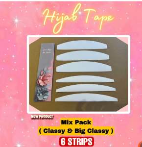 Campuran Big Classy & Classy Hijab Tape (isi 6) - Membuat Hijab Melengkung Paripurna - Membuat Hijab tegak lurus - merapikan hijab - Stiker mika Hijab Wisuda - penegak jilbab hijab pesta pernikahan