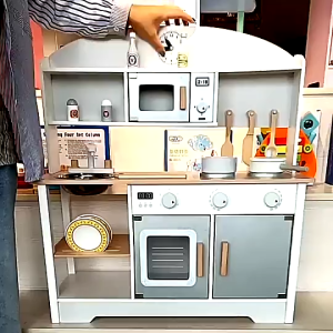 Wooden Japanese Style White Kitchen Dress up Game Cooking Children Pretend Play Set Cooking simulation kitchen