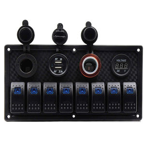 3.1A/4.2A 8 Gang LED Rocker Switch Panel Marine USB Charging Switch Panel On-Off Waterproof With Led Voltmeter For Car Boat RV Truck ATV UTV Camper Caravan Toggle Switch Panel 12V/24V car accessories