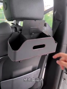 Hộp đựng đồ treo ghế sau ô tô da PU có hộp đựng giấy khay để cốc giá đỡ điện thoại móc treo đồ