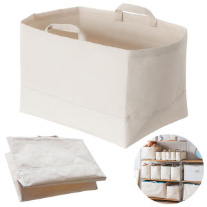 1/3/5PCS Foldable Sundry Storage Basket Canvas Clothes Storage Basket Large Portable Toy Storage Basket White Handheld Organizer