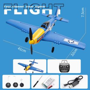 RC Plane P51 Mustang W551 2.4G 4CH 6-axis Wingspan 410MM EPP Material Remote Control Fighter One Key Aerobatic RTF Aircraft Toys