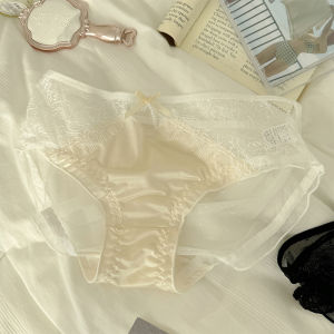 เซ็กซี่ Hollow Out ตาข่าย ชุดชั้นใน กางเกงใน สไตล์ฝรั่งเศส ระบายอากาศได้ดี ชุดชั้นในเอวกลางไนลอนสําหรับหญิงสาว หวาน และ Pure Desirable