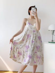 KASIHAN | Lightweight Cotton-Silk Loose Fit Womens Summer Sleepwear Dress