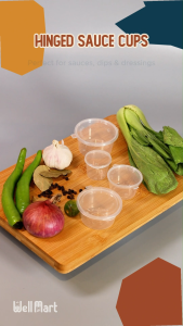 Wellmart 50pcs/pack plastic sauce cup with hinge lid in 0.5oz 1oz 1.5oz 2oz Restaurant Grade