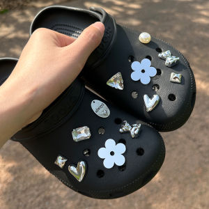 Sweet Cool Diamond Mirror Hole Shoes Accessories Crocs Carluo Chi Decorative Shoes Flower Accessories Slippers DIY Fancy Women