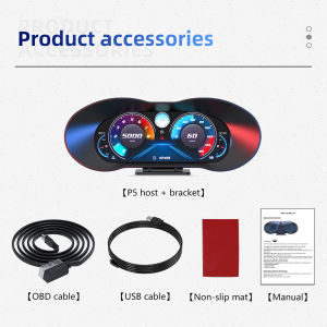 RYSJM | P5 OBD2+GPS Dual System HUD Head Up Display Car Digital Speedometer with Slope Meter RPM Water Oil Temp Overspeed Alarm