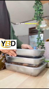 Kotak penyimpanan stainless di kulkas / Wadah Makanan Dan sayuran Stainless / Food Container isi 6