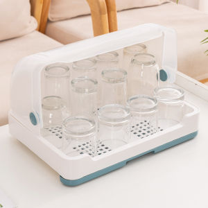 Creative Cup Holder Glass Storage Box Drain Tray Shelf Dust-Proof Cup Storage Rack Household Gadgets