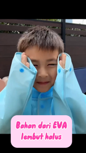 Jas Hujan Anak Kecil Bahan EVA | Jas Hujan Raincoat Bermotif Kancing Sleting XTRA TOPI JAS HUJAN