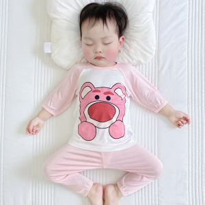Childrens Summer Thin Short Sleeve Two-Piece Suit Home Clothes Air Conditioner Suit Baby Sleepwear Cartoon Pattern Kids Outfits