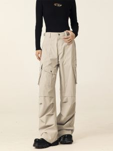 กางเกงทำงานแห้งเร็ว PEACEMARKET ทรงหลวมขาตรงสำหรับฤดูร้อน สไตล์อเมริกัน กางเกงขายาวทรงหลวมสำหรับผู้ชายและผู้หญิง