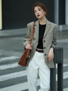 YUFUQING | Autumnal British Style Womens Blazer Jacket Elegant Design Polyester Fiber Long Sleeve Polo Collar Regular Fit Outerwear