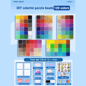 MARD Perler Beads Fuse Beads Holiday Educational Toy Craft with Accessoires for Kids Adults 3D Puzzle Set Toy 120Colors2.6mm