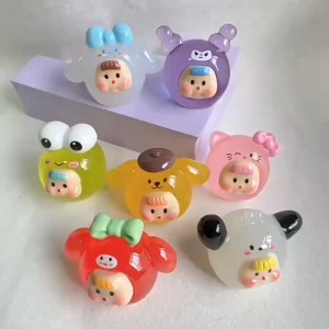 Kartun Cute 3D DIY Aksesoris Miniatur Karakter Resin Glow In The Dark / Ornamen Hiasan PH C1453