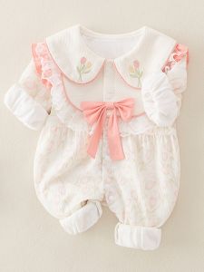 Princess Style Baby Romper Outfit New Chinese Version Spring Autumn Female Infant Clothes Full Moon Suitable for Crawling