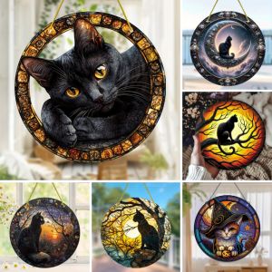 Charming Black Cat Suncatcher - Acrylic Window Hanging Decor Animal Themed Birthday Gift for Pet Lovers