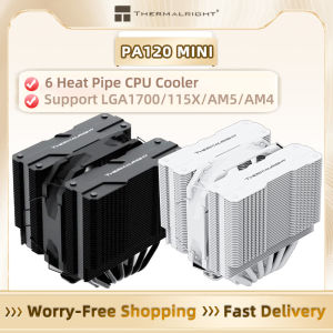 Thermalright PA120 MINI 6 Heat Pipes Dual Tower 4Pin PWM CPU Cooler for LGA1700/115X/2011/AM4/AM5 Mini ITX Chassis Air Cooling