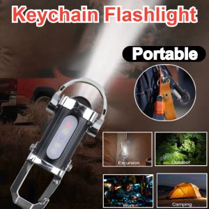 Mini Flashlight USB Rechargeable Keychain Flashlight Super Bright LED Flash Light Outdoor Waterproof Torch Portable Camping Lamp Emergency Light