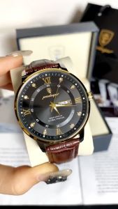 Đồng hồ nam chính hãng POEDAGAR 836 dây da đồng hồ kim loại sang trọng thanh lịch cổ điển dây đeo bằng da