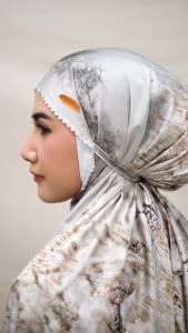 ALRIZKY - Bergo Hijab ARMANI MOTIF LASERCUT (TANPA BAWAHAN) Kerudung Instan Umroh Dan Haji