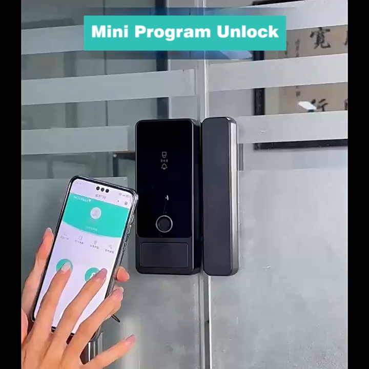 Glass door lock fingerprint recognition unlocking office glass smart ...