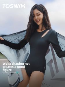 toswim | Đồ Bơi Bảo Vệ Da Dài Tay Màu Đen Cho Phụ Nữ Dành Cho Nghỉ Dưỡng Lặn Biển Suối Nóng