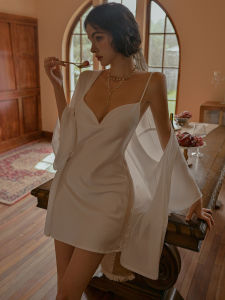 CHENGCHE | Elegant Ice Silk Thin High-end Fall Sleep Dress Set