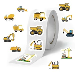 Construction Vehicle Stickers Cute Excavator Truck Waterproof Decals Kids Reward Labels Notebook Envelope Sealing DIY Craft Gift