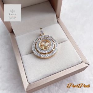 (เฉพาะจี้) จี้เพชรกังหันบล้อมเพชรสองชั้นขนาดประมาณเหรียญสิบบาท