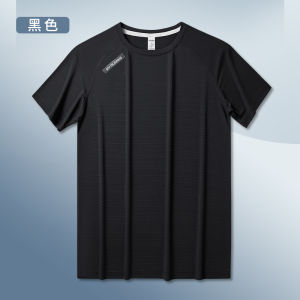 Mens Sport T-Shirt Ice Silk Quick Dry Short Sleeve Running Basketball Training Clothes Breathable Moisture Wicking round Neck