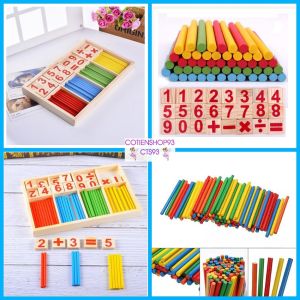 Bộ que tính các chữ số và phép tính học toán thông minh bằng gỗ bảng tính que học toán cho bé cotienshop93