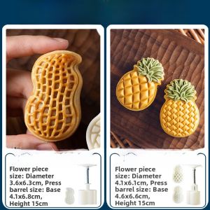 Pineapple Pineapple Sandwich Cookies Moon Cake Mold Mini Green Bean Cake Stamper Cold Cover Cantonese Purple Sweet Potato Yam Cake Complementary Food Embossing
