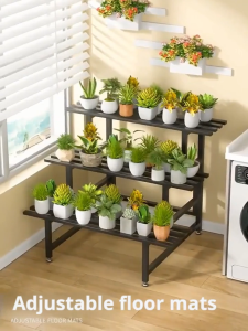 Stainless Steel  Pot Indoor outdoor   Plant Display  Rack Ladder  Flower Stand  For  Balcony Garden Yard iron ladder  floor-standing multi-layer  succulent living room balcony storage  outdoor decorative  flower pot rack