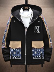 ROMON | Lormen Mens Short Outdoor Jacket Youth Fashionable Casual Windproof Workwear Zipper Closure Standard Fit Polyester Fiber