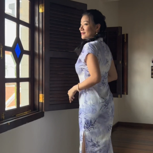 COCOONESE Short Sleeve Cheongsam - Amethyst Bamboo