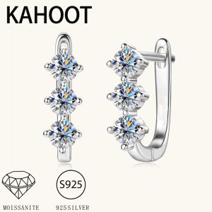 925 Silver 0.3 Carat * 2 Moissanite Classic Retro Elegant Temperament Versatile High Quality Mens and Womens Earrings