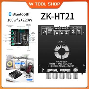 ขายดี ZK-HT21/TB21 ลำโพงบลูทูธ เครื่องขยายเสียงขนาดเล็ก โมดูลขยายเสียงซับวูฟเฟอร์ดิจิตอล บลูทูธ 2.1 ช่อง TDA7498E 160W*2+220W โมดูลซับวูฟเฟอร์บลูทูธ 5.0