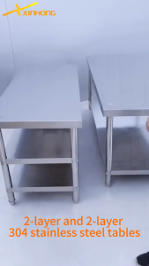 XINHONG 304 Stainless steel Table For Kitchen 2-layer Worktable 3-layer Backrest storage table 120*60*80cm