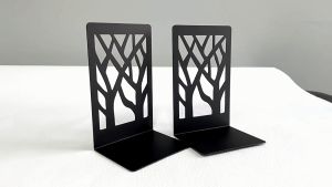 Pomely [COD&Local] 2Pcs Bookends Metal Book Ends to Hold Books Tree Decorative Bookends for Shelves Black Book Stopper Bookend for Heavy Books Book Holder for Shelf