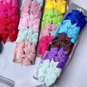 10pcs/set Solid Colors Grosgrain Ribbon Bows Clips Hairpin Girls Hair Bows Boutique Hair Clip Headware Kids Hair Accessories