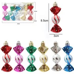 6pcs/box Christmas Candy Pendant Xmas Tree Hanging Ornaments Christmas Decorations For Home 2023 Navidad Noel New Year Kids Gift
